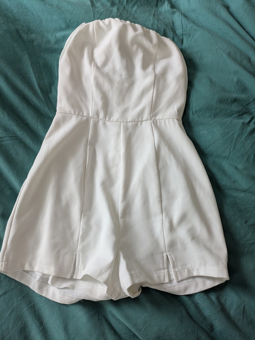 Strapless White One-Piece Romper XXS Tie Back Cocktail Party